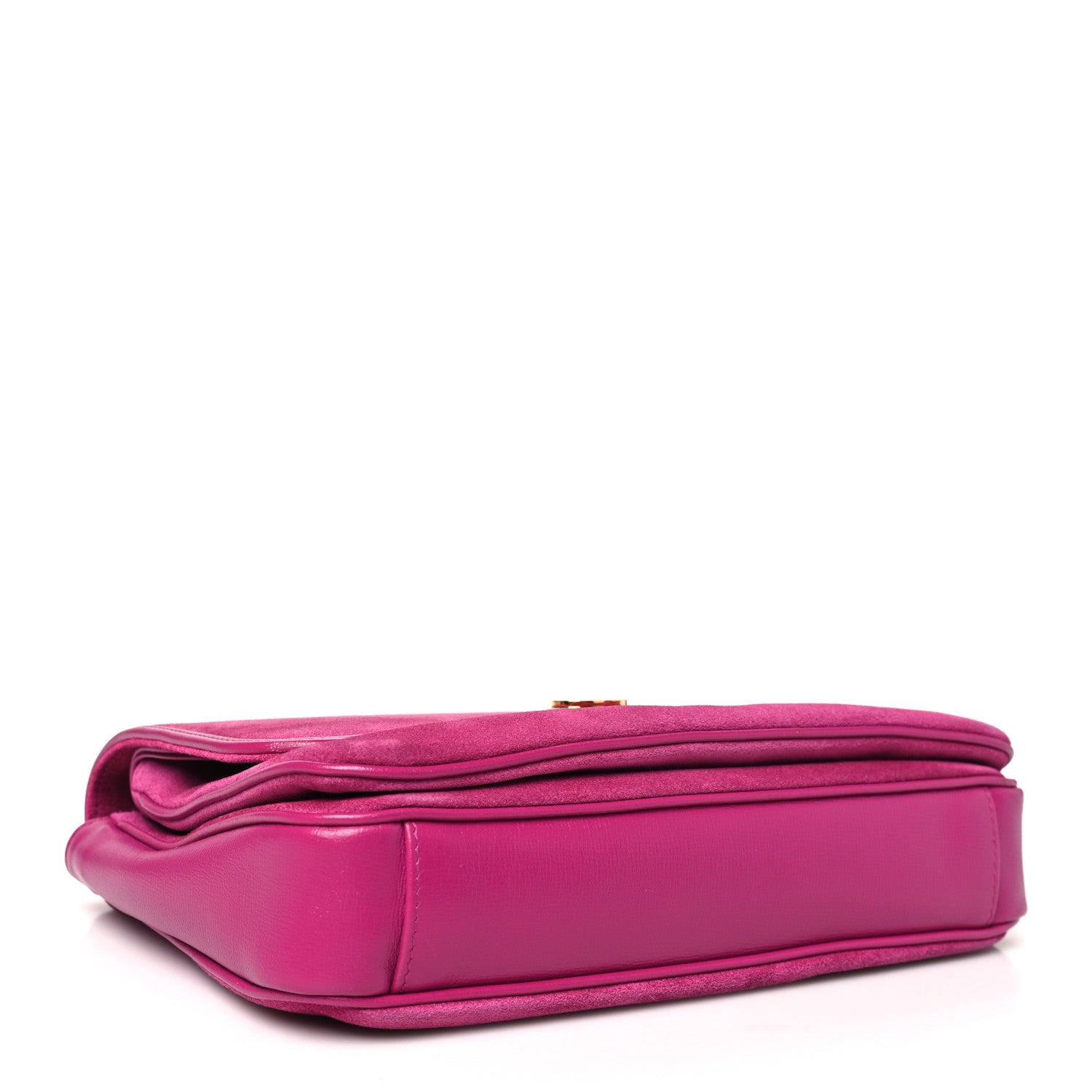 Suede Azalea Calfskin Small Marina Chain Shoulder Bag Fuchsia