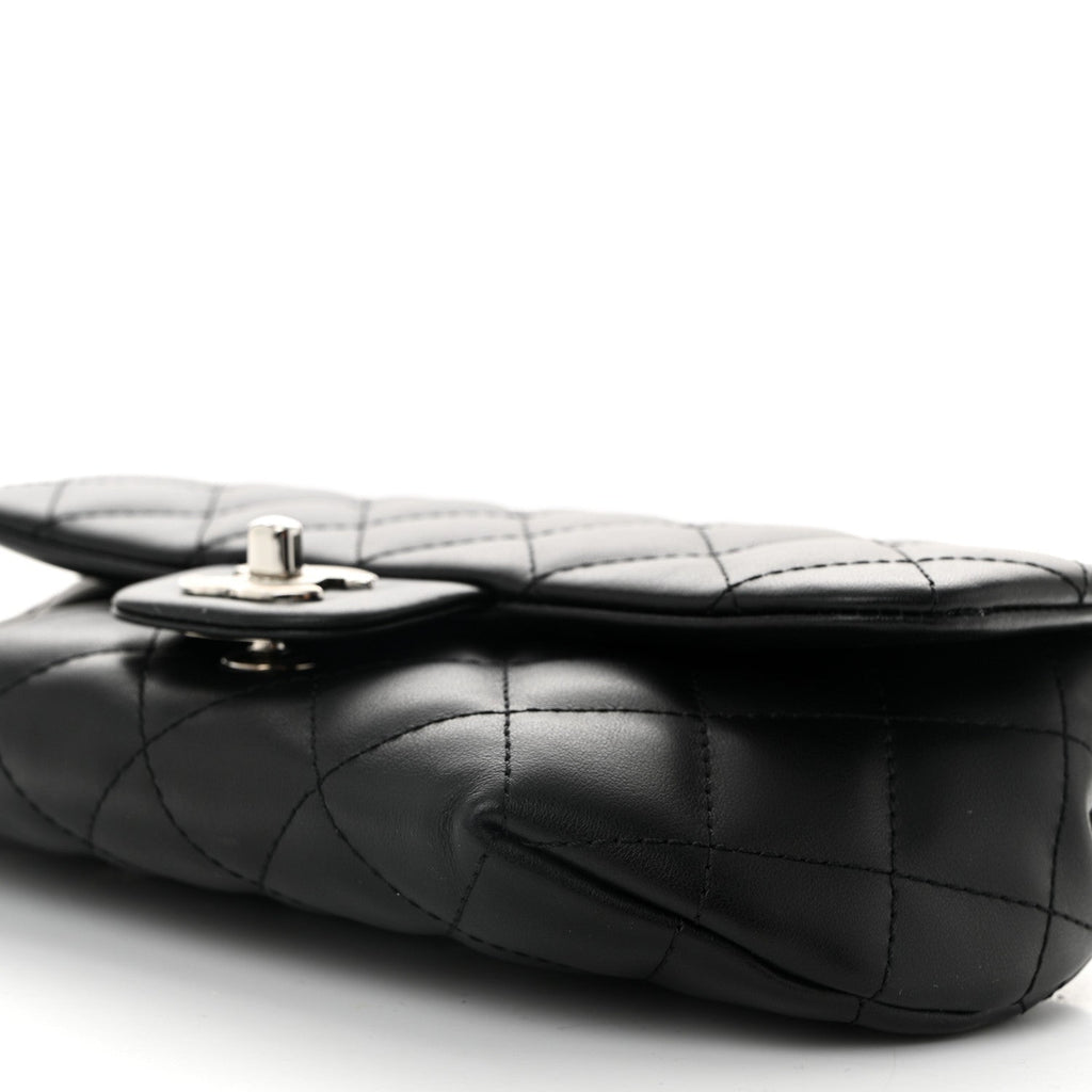 Calfskin Quilted CC Uniform Flap Belt Bag Black