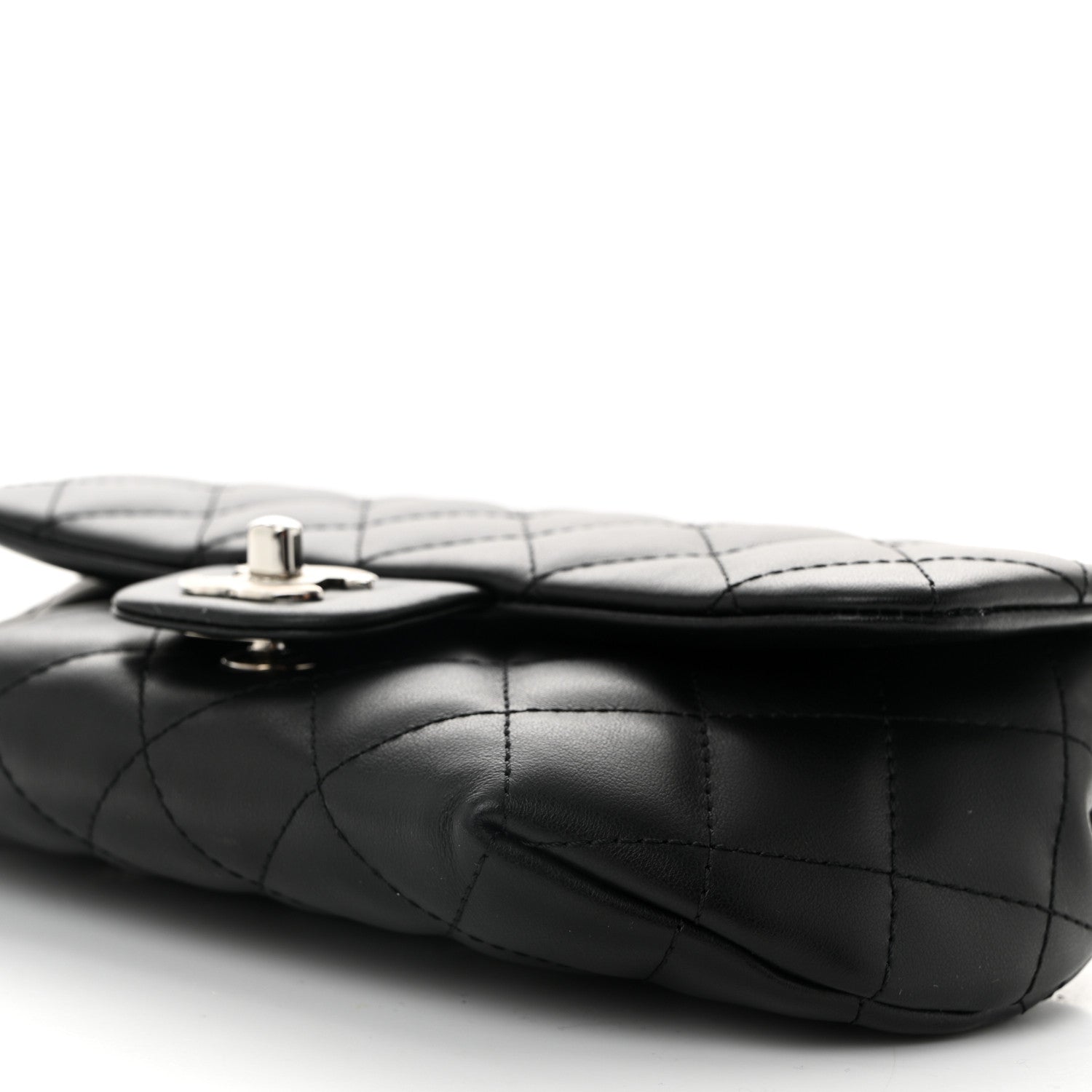 Calfskin Quilted CC Uniform Flap Belt Bag Black