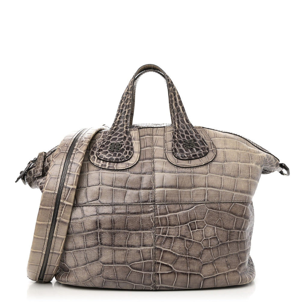 Calfskin Crocodile Embossed Medium Nightingale Brown