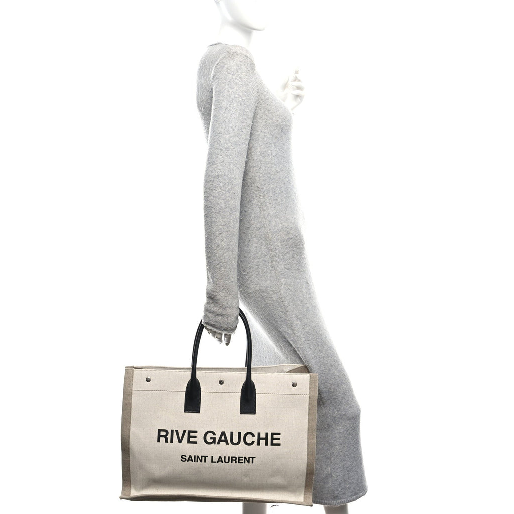 Linen Calfskin Rive Gauche Tote Optic White
