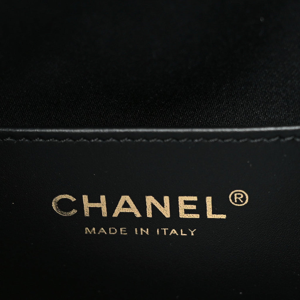 Washed Denim Quilted Small Chanel 25 Handbag Black
