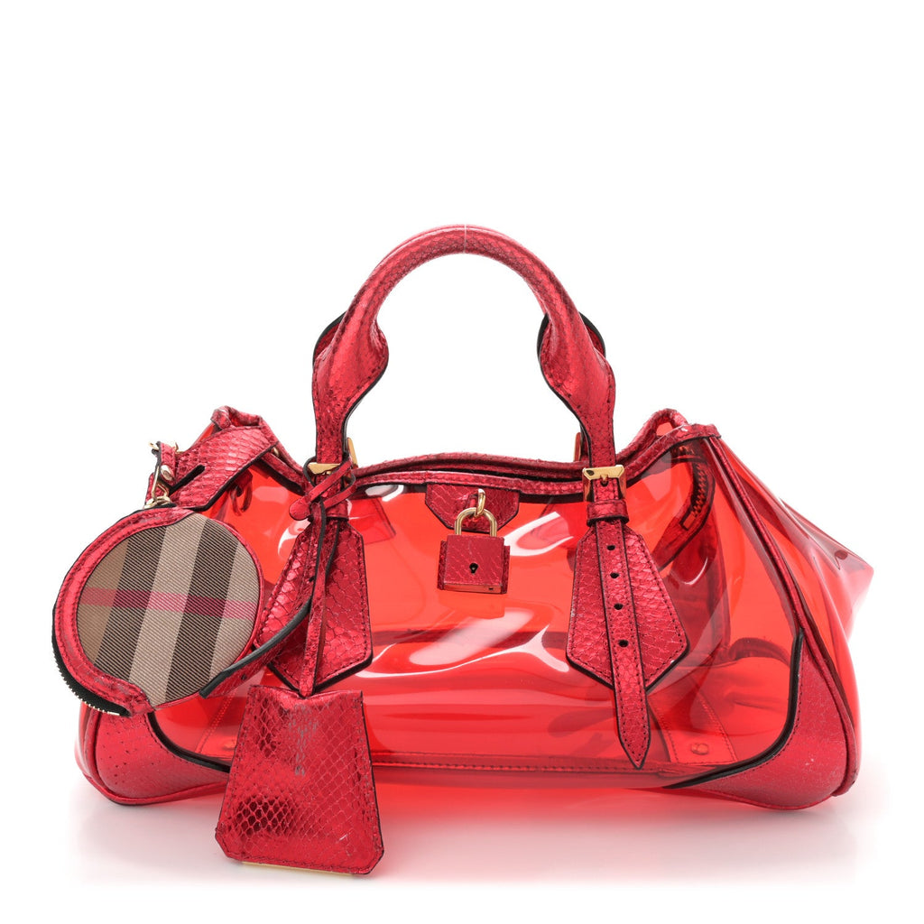 Vinyl Metallic Watersnake Blaze Satchel Red