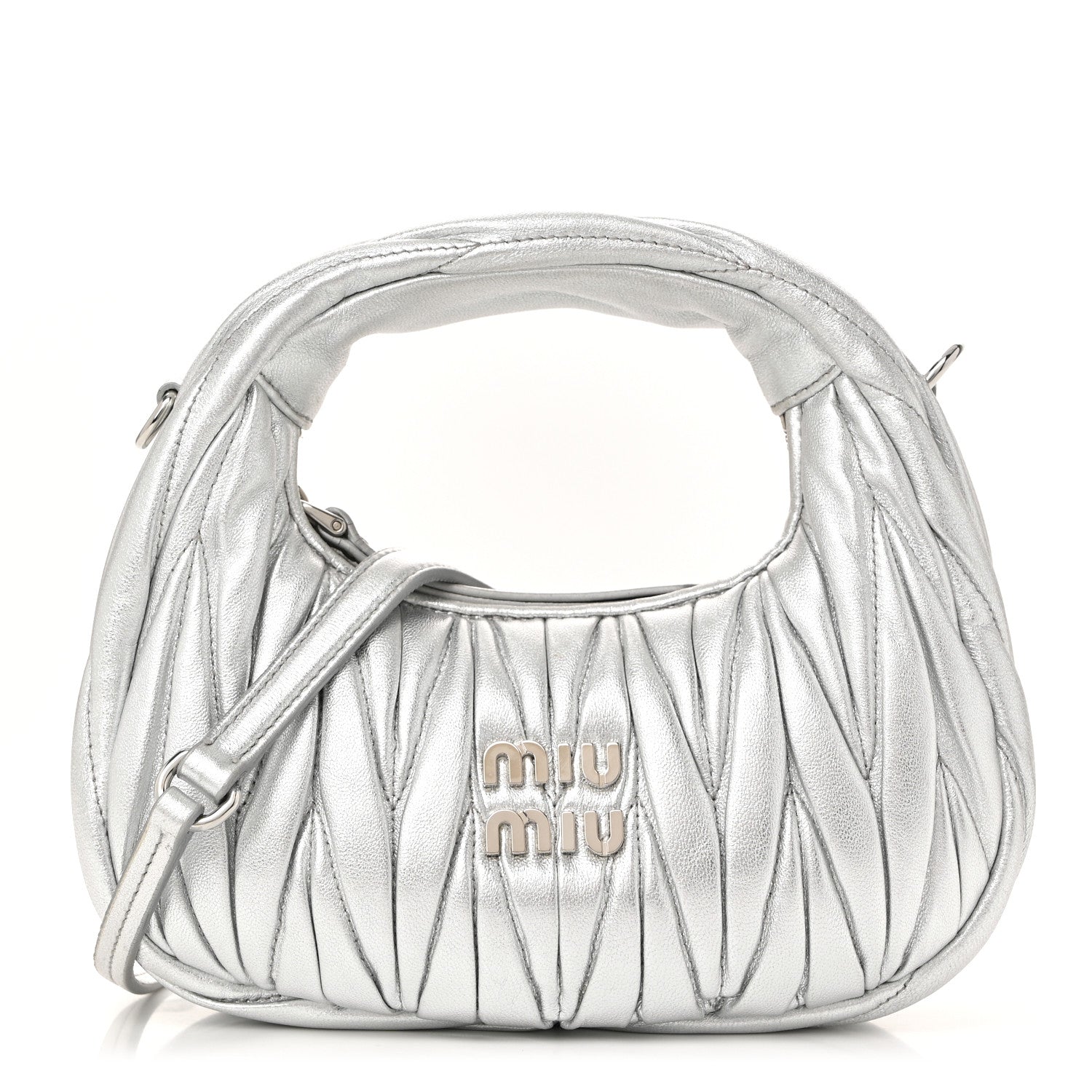 Metallic Nappa Matelasse Mini Wander Hobo Cromo