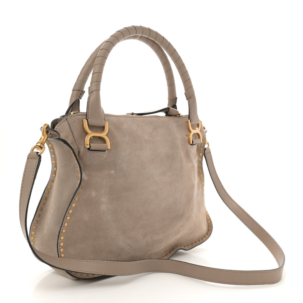 Suede Calfskin Braided Medium Marcie Satchel Motty Grey