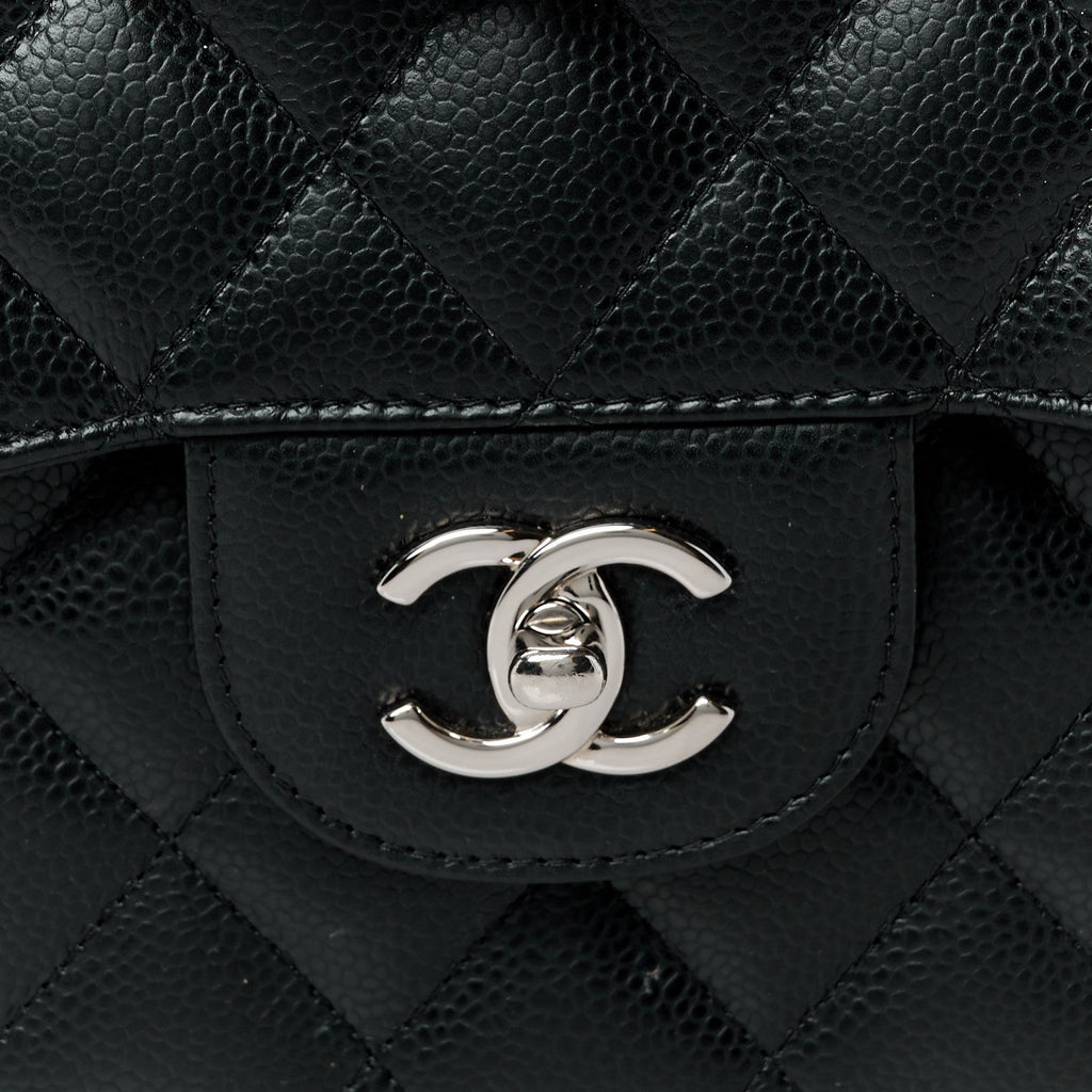 Caviar Quilted Jumbo Double Flap Black