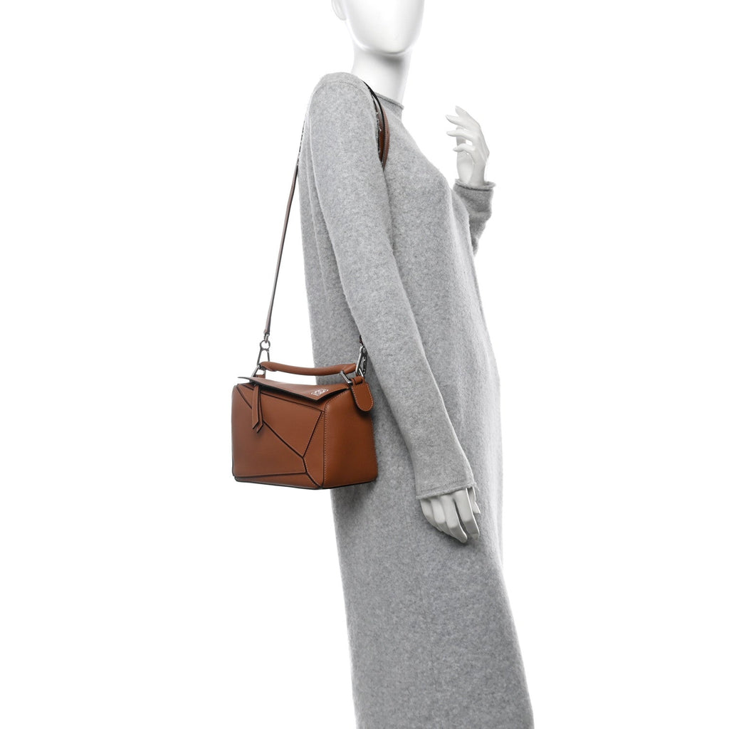 Grained Calfskin Small Puzzle Bag Tan