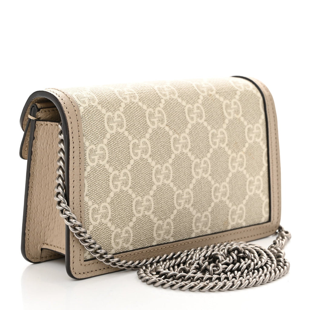GG Supreme Monogram Textured Dollar Calfskin Super Mini Dionysus Shoulder Bag Beige Mystic White Oatmeal