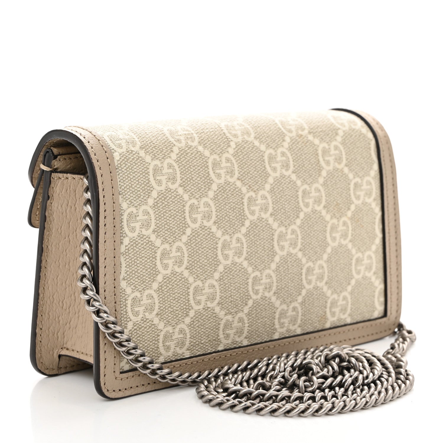 GG Supreme Monogram Textured Dollar Calfskin Super Mini Dionysus Shoulder Bag Beige Mystic White Oatmeal
