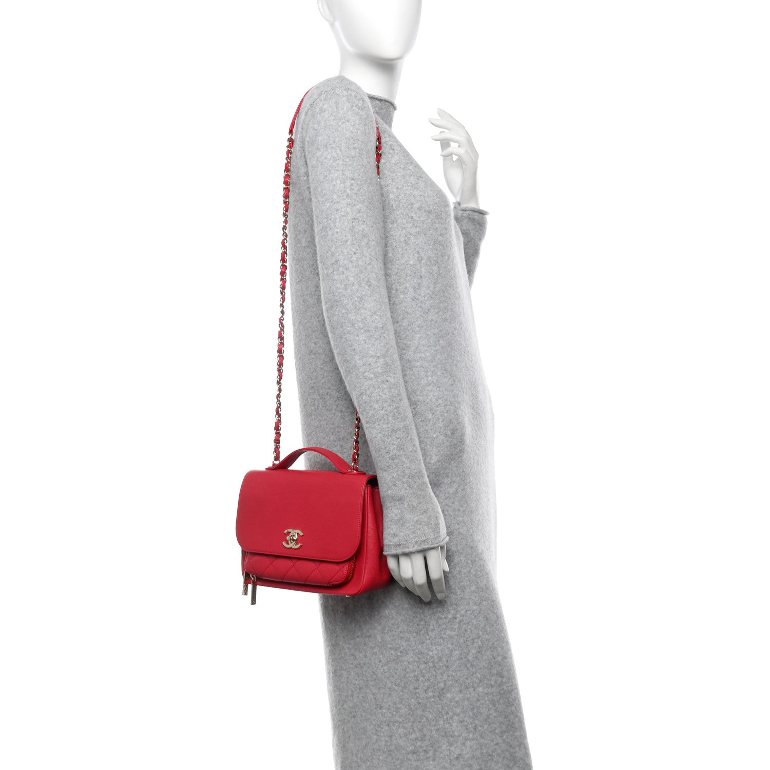 Caviar Quilted Medium Business Affinity Flap Red