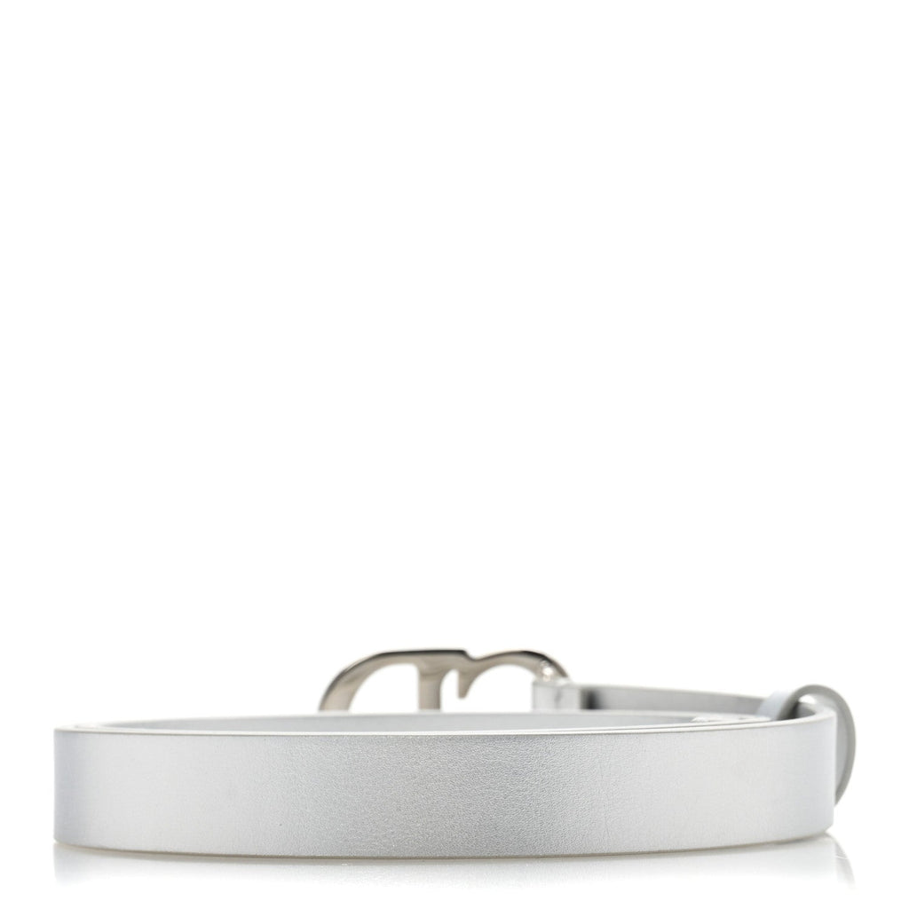 Metallic Calfskin Saddle Belt 80 32 Silver