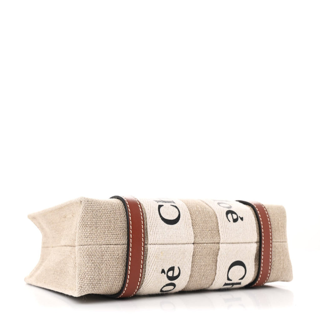 Cotton Calfskin Mini Woody Ribbon Tote White Brown