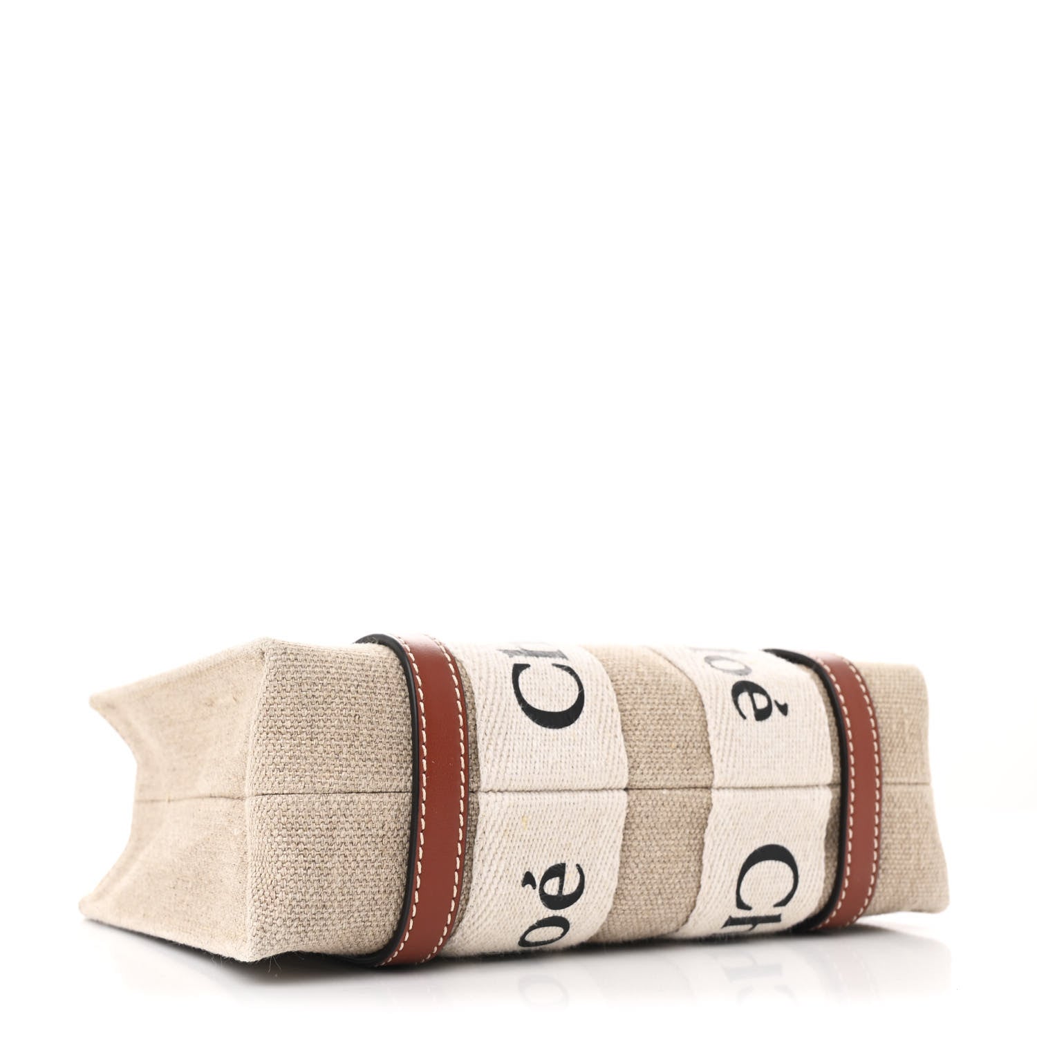 Cotton Calfskin Mini Woody Ribbon Tote White Brown