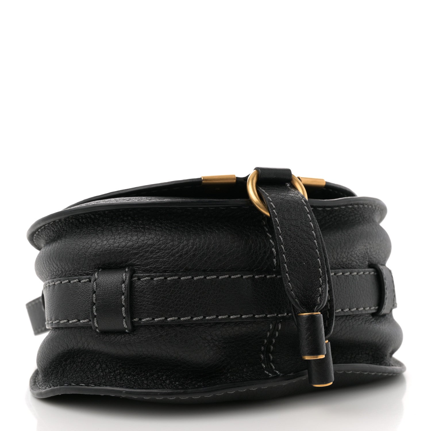 Calfskin Mini Marcie Round Crossbody Bag Black