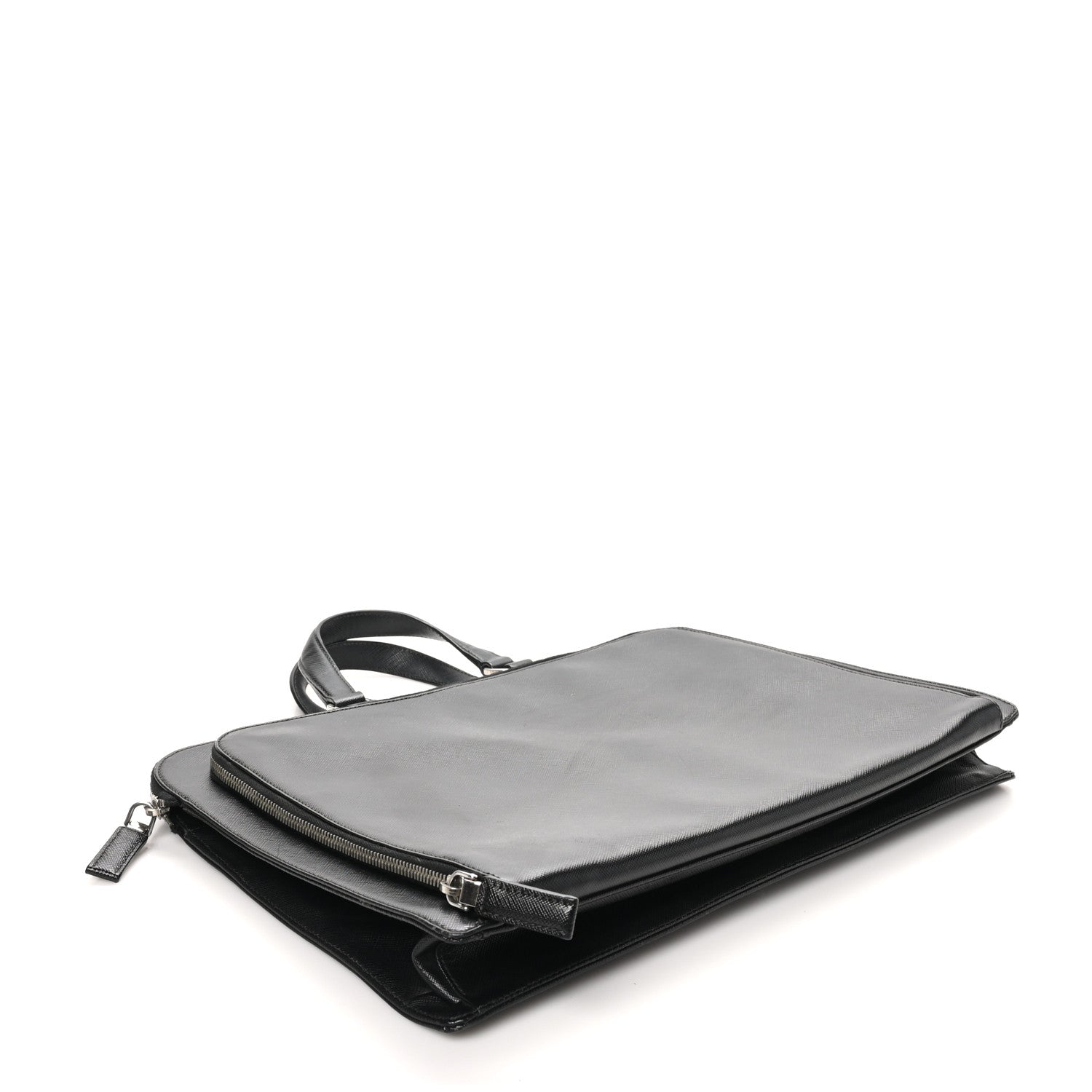 Saffiano Cuir Travel Front Zip Pocket Briefcase Black