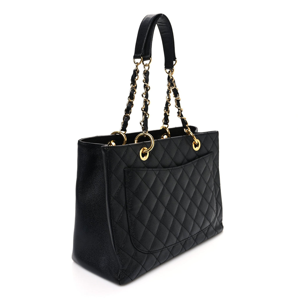 Caviar Quilted Grand Shopping Tote GST Black
