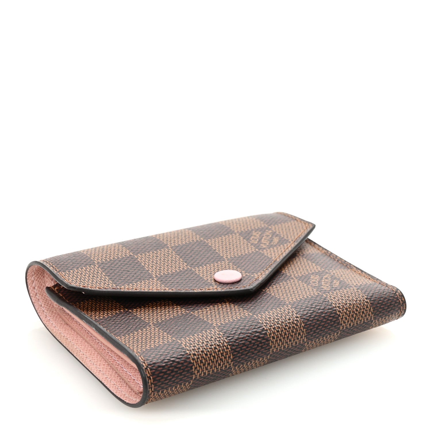 Damier Ebene Victorine Wallet Rose Ballerine