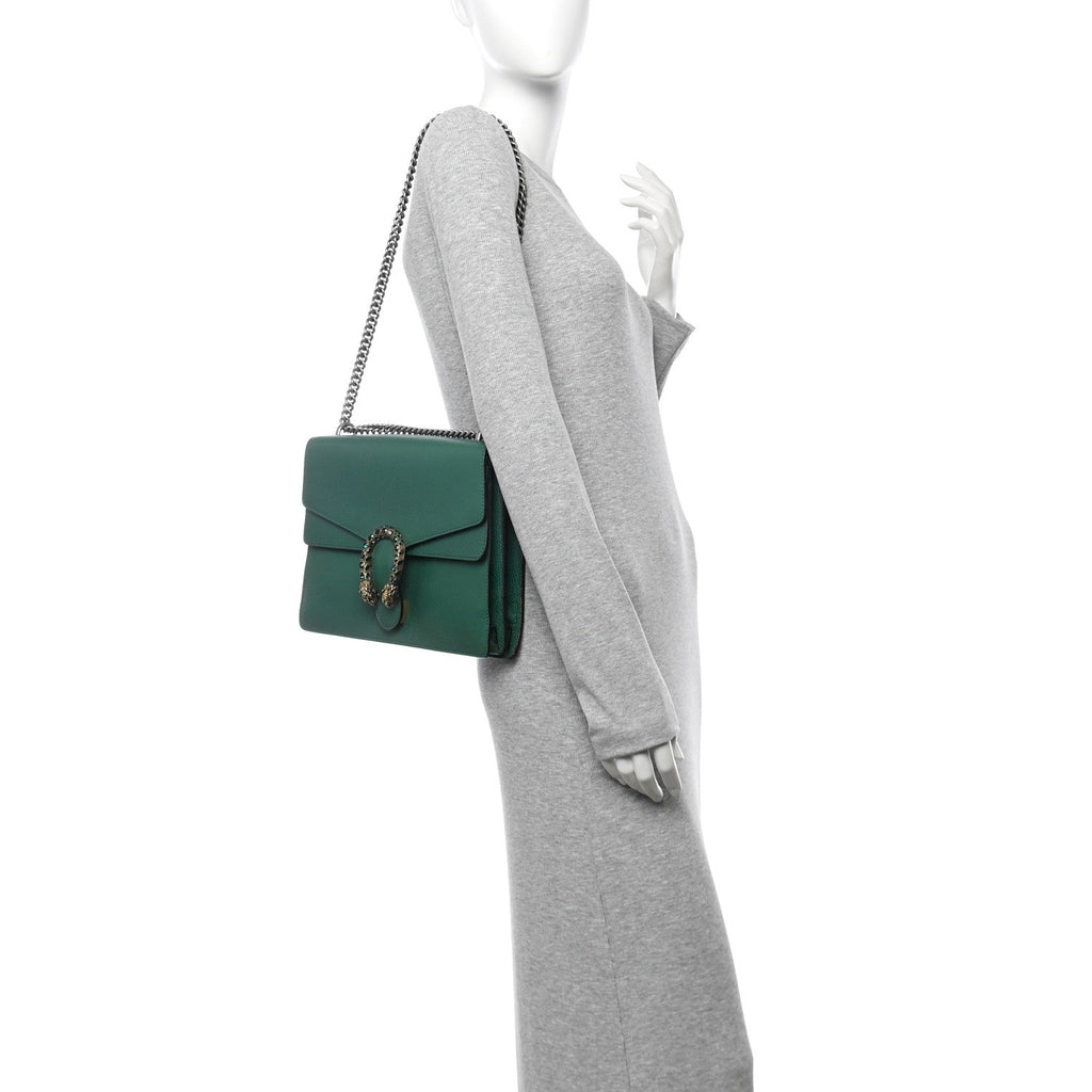 Dollar Calfskin Crystal Medium Dionysus Shoulder Bag Emerald