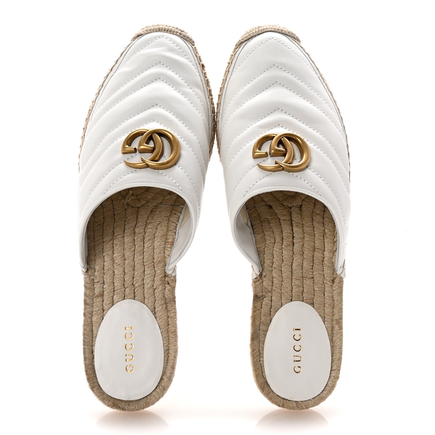 Nappa Matelasse GG Marmont Espadrille Slippers 40 Great White