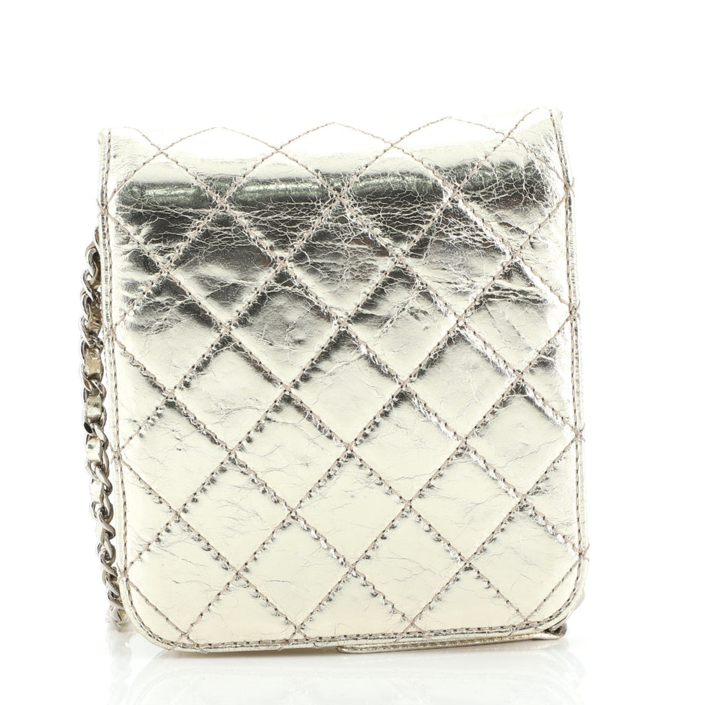 Wallet on Chain Flap Bag Quilted Metallic Calfskin Mini