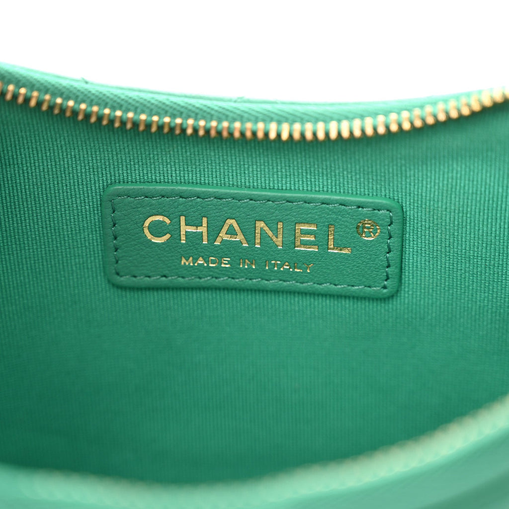 Lambskin Quilted Small Hobo Bag Green