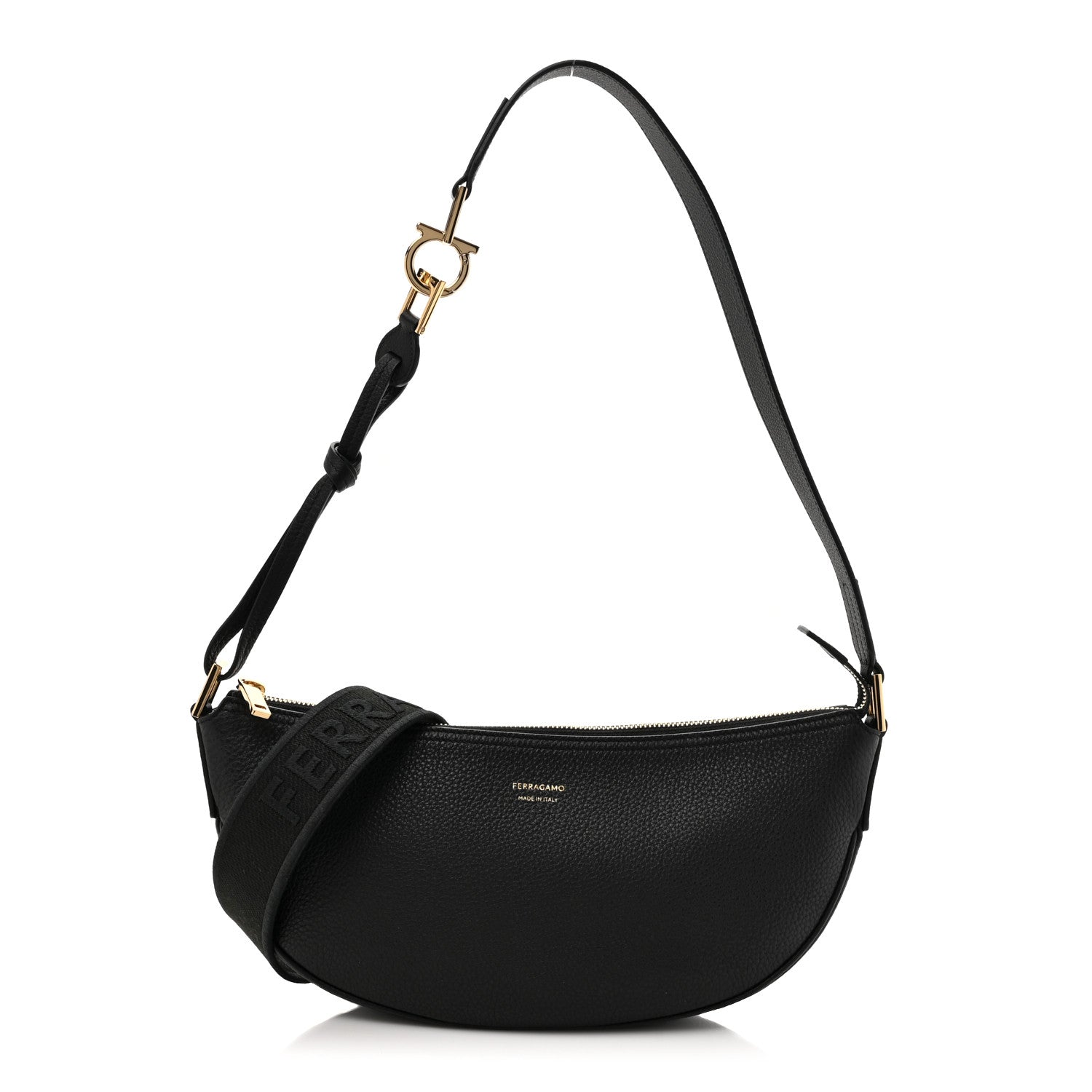 Hammered Calfskin Small Smile Hobo Black