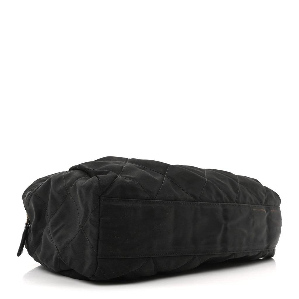 Nylon Tessuto Quilted Shoulder Bag Black