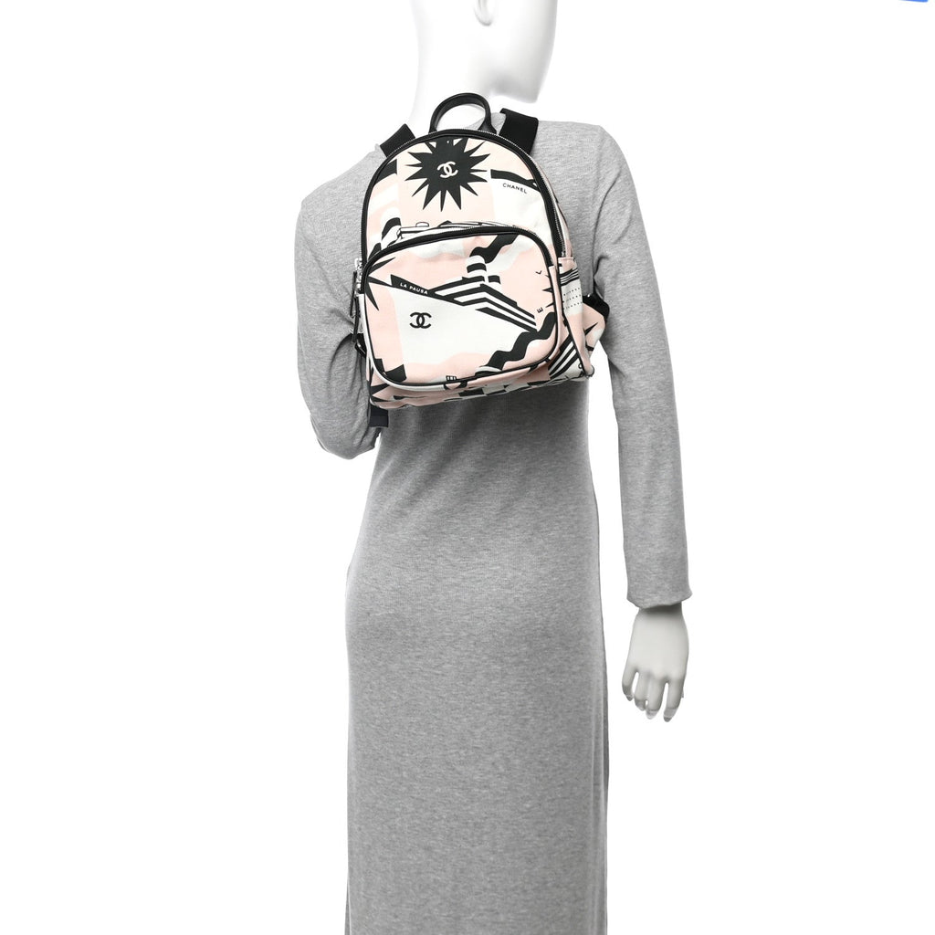 Canvas Cruise La Pausa Print Backpack Pink White Black
