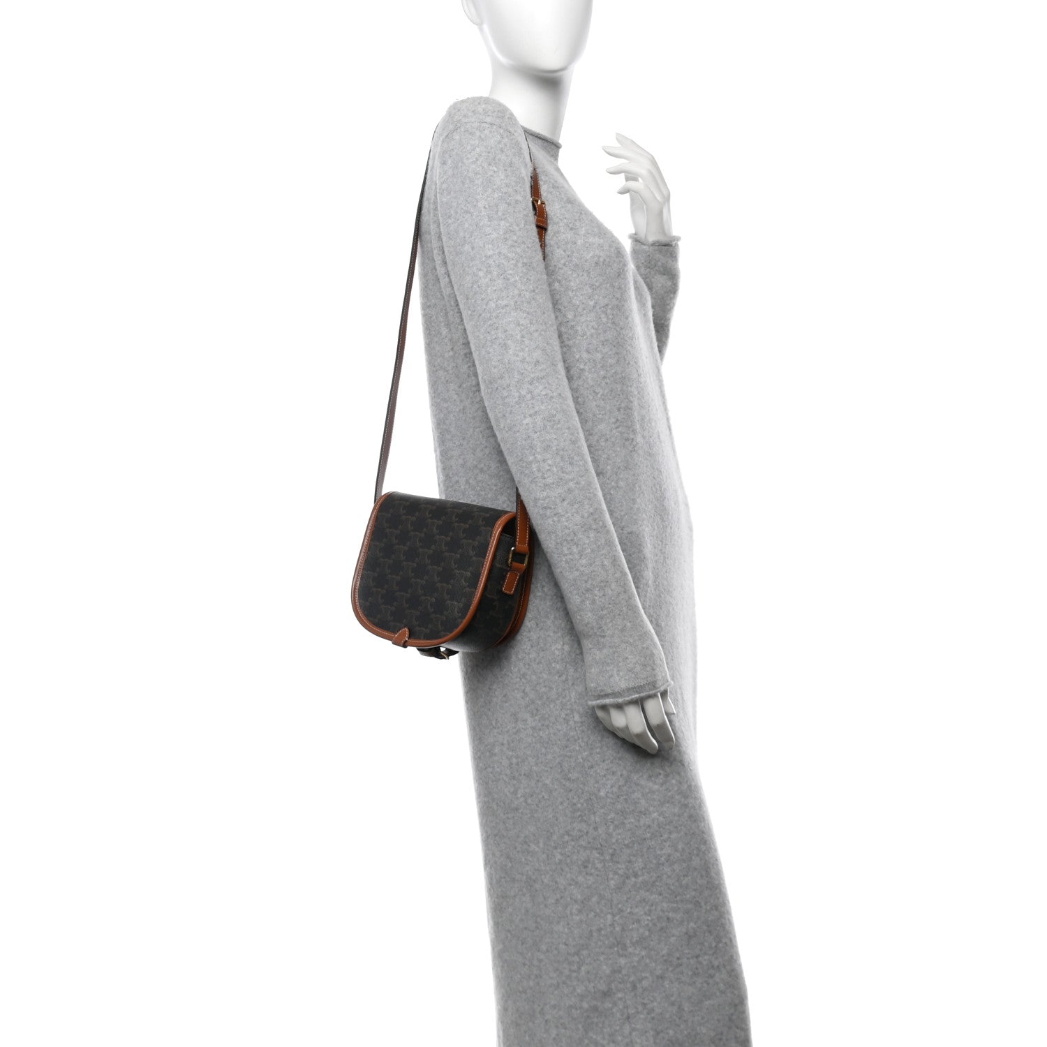 Triomphe Canvas Medium Folco Bag Tan