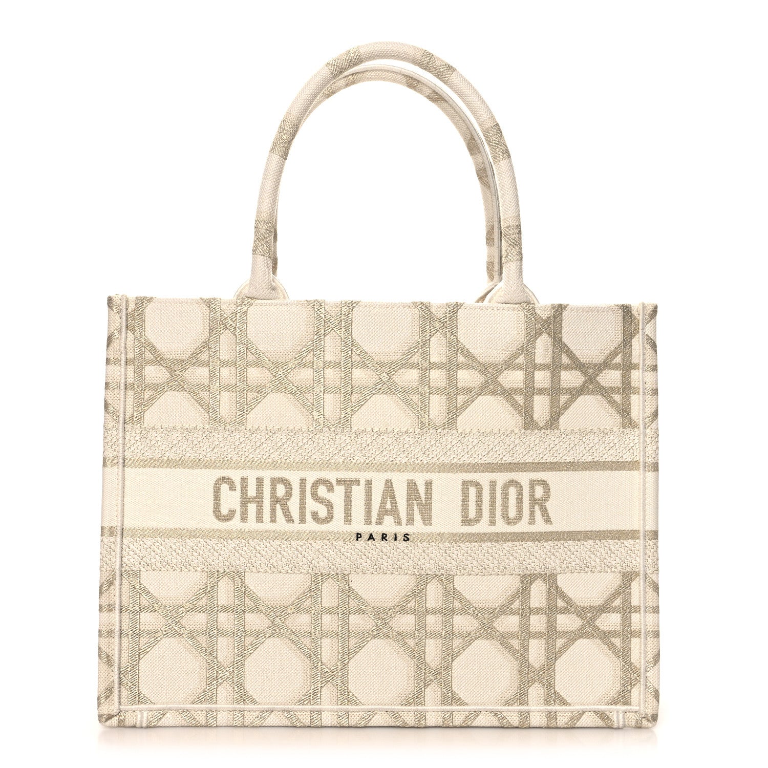 Canvas Embroidered Medium Book Tote Gold Multicolor
