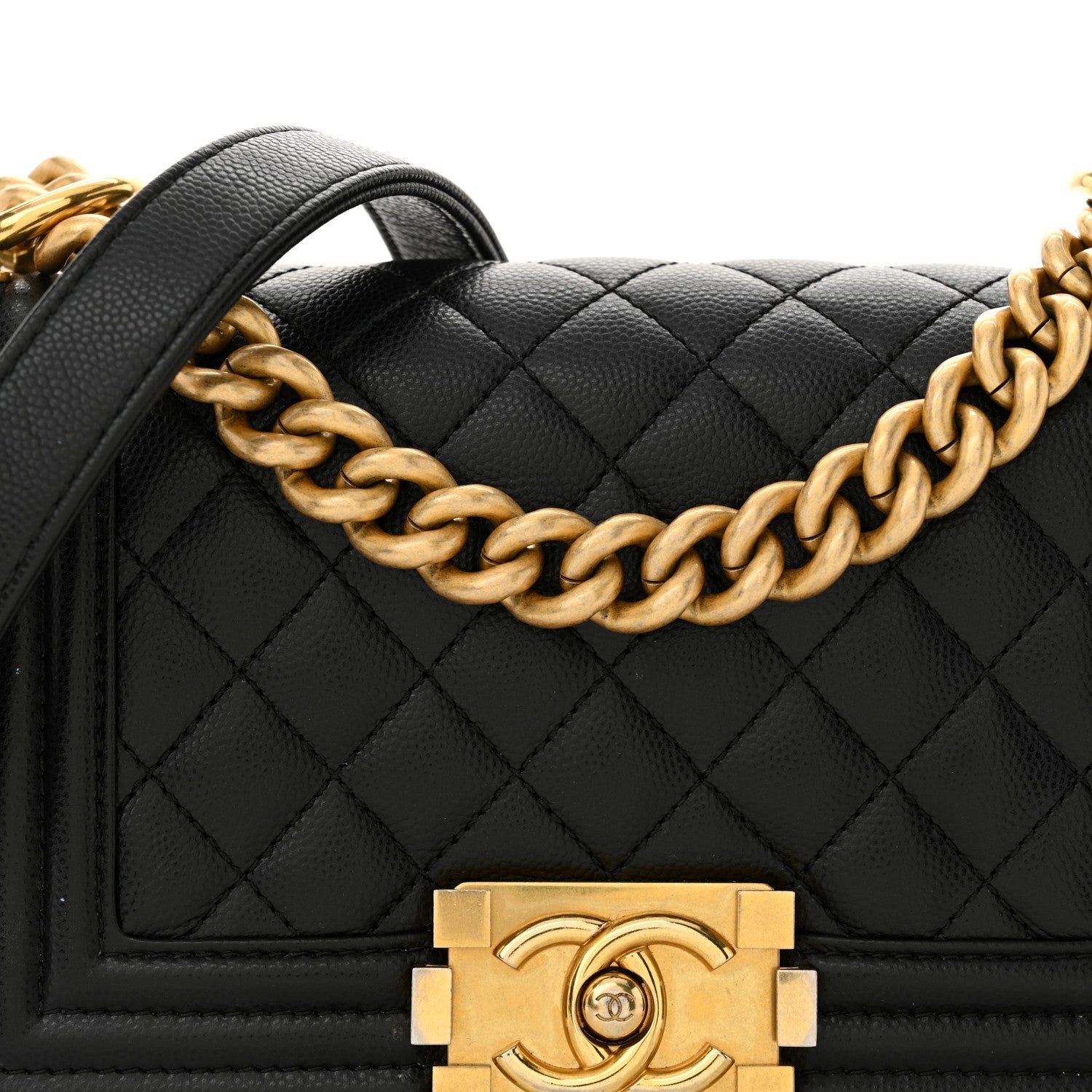 Caviar Quilted Small Boy Flap Black