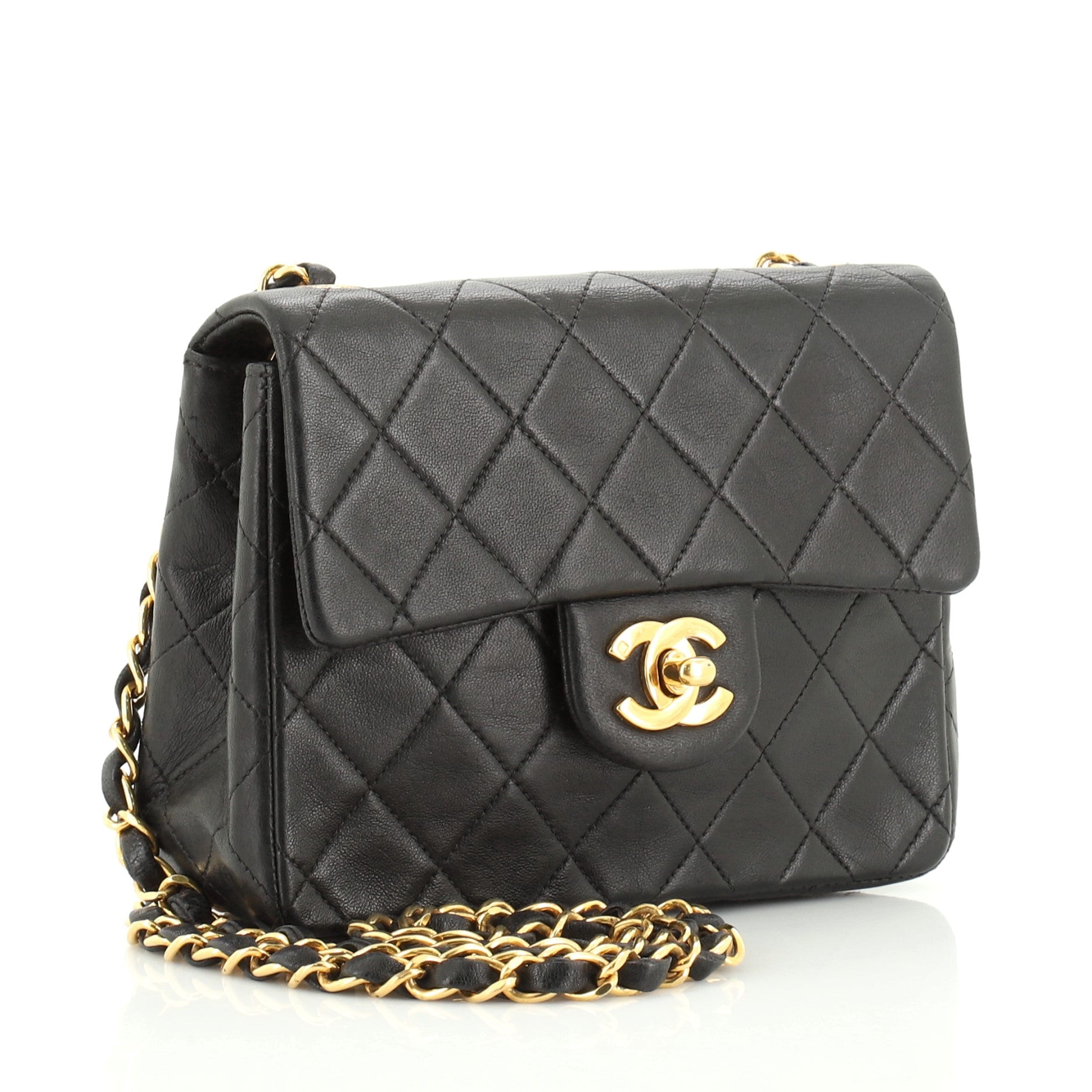 Vintage Square Classic Single Flap Bag Quilted Lambskin Mini