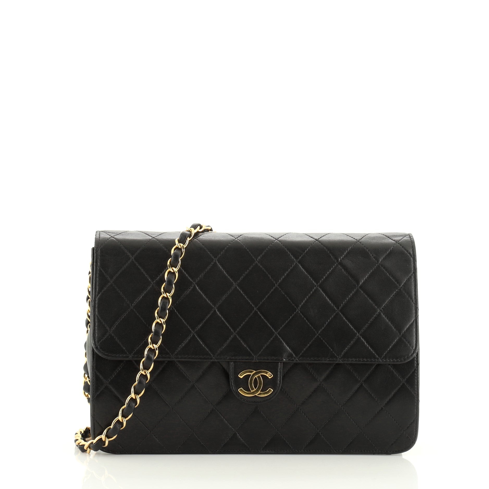 Vintage Clutch with Chain Quilted Leather Medium