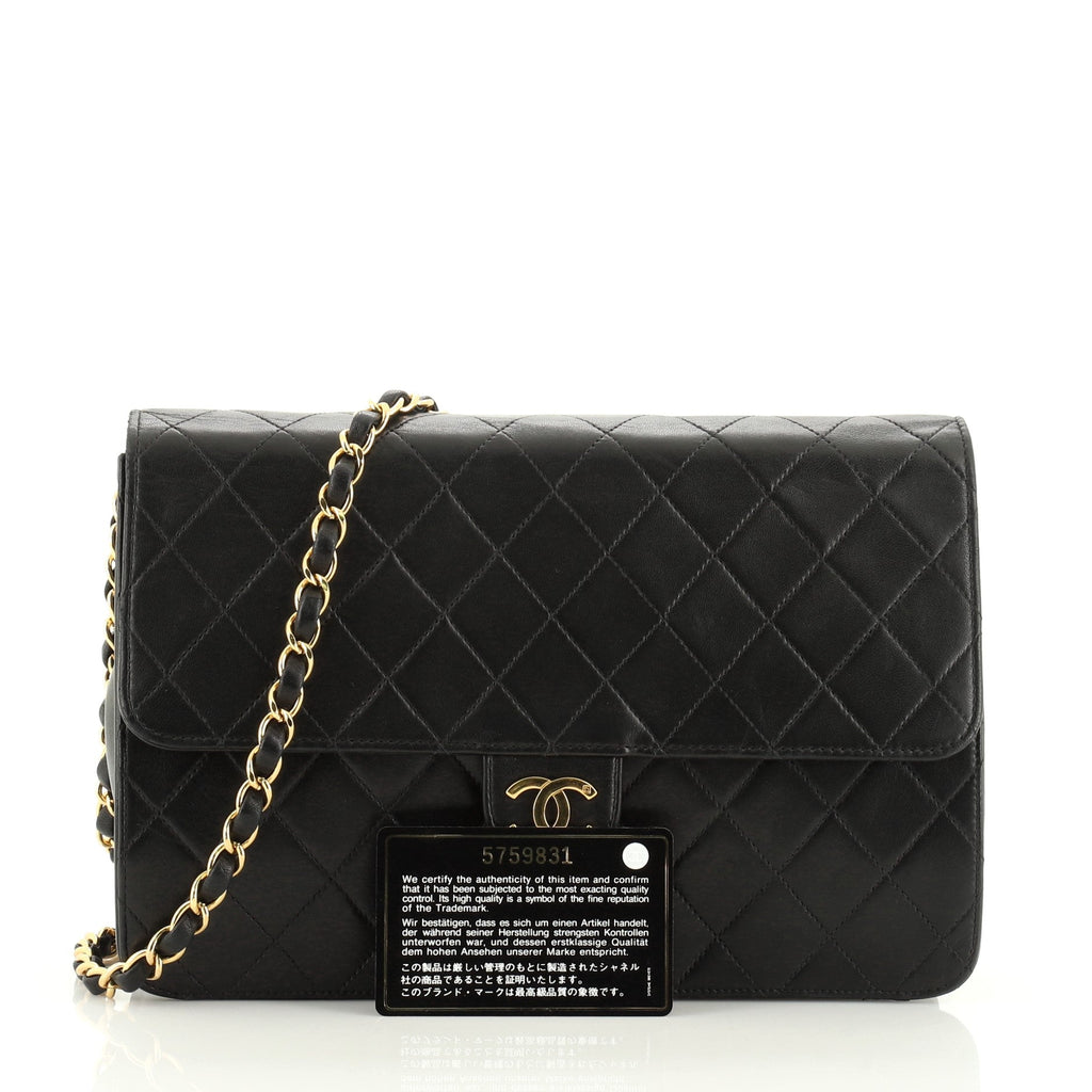 Vintage Clutch with Chain Quilted Leather Medium