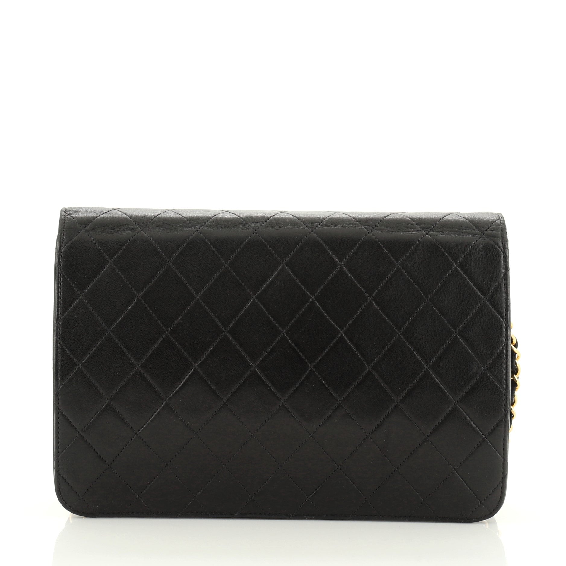 Vintage Clutch with Chain Quilted Leather Medium