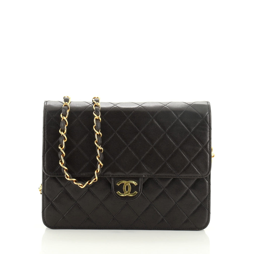 Vintage Clutch with Chain Quilted Leather Small