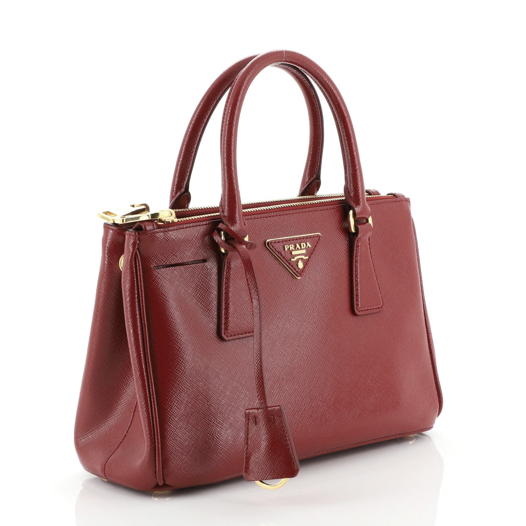 Double Zip Lux Tote Vernice Saffiano Leather Mini