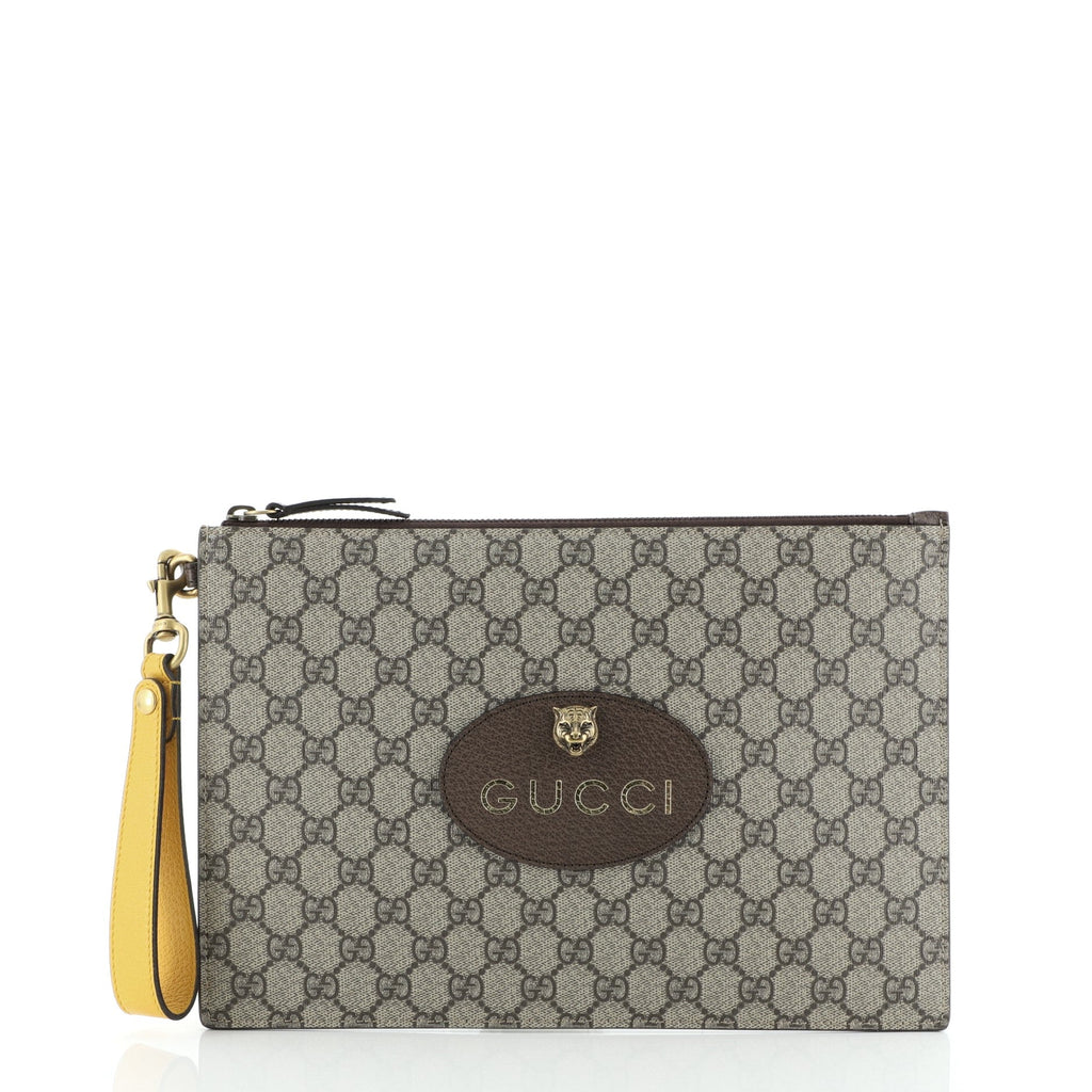 Animalier Wristlet Clutch GG Coated Canvas Medium