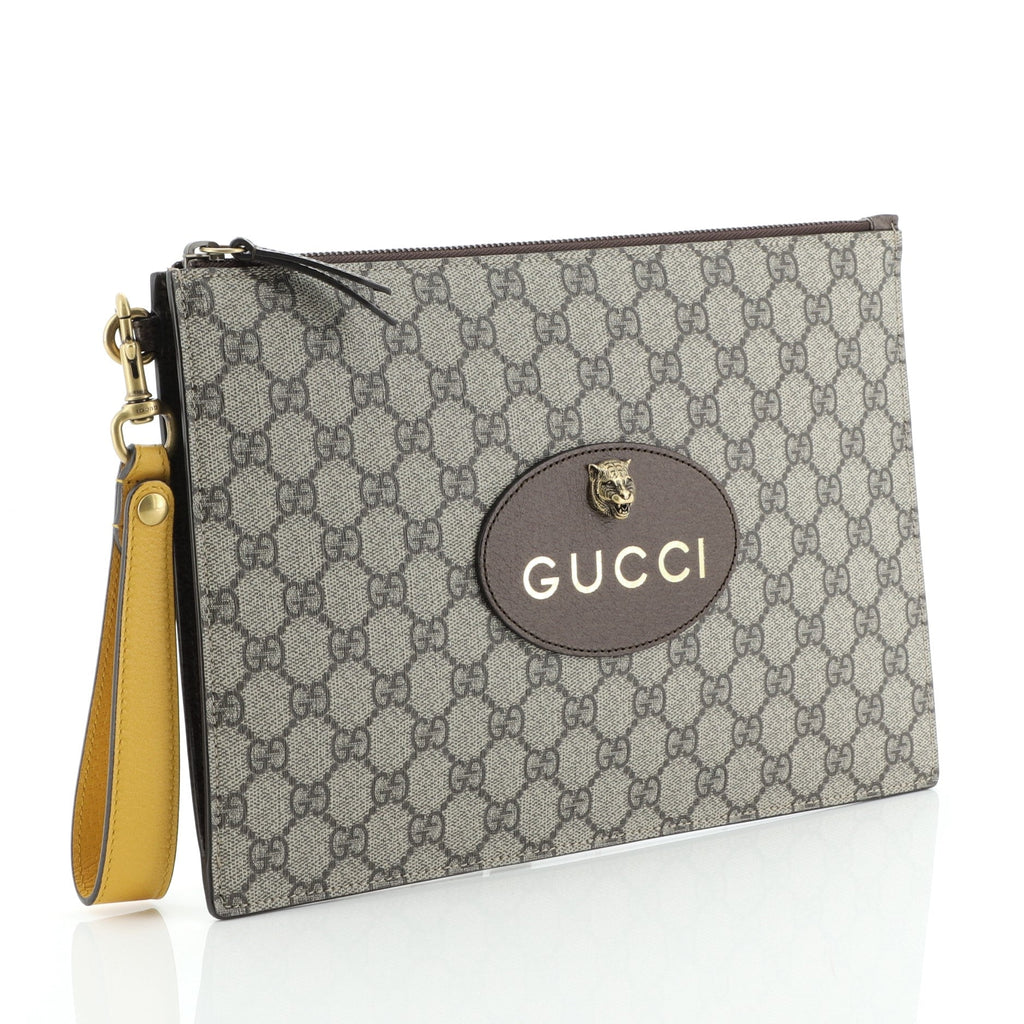 Animalier Wristlet Clutch GG Coated Canvas Medium