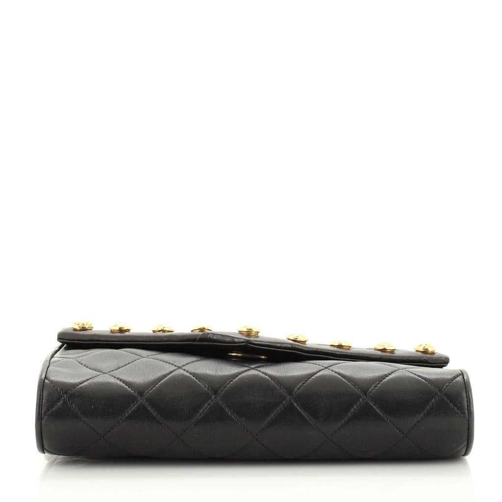 Vintage Button Envelope Shoulder Bag Quilted Leather Mini