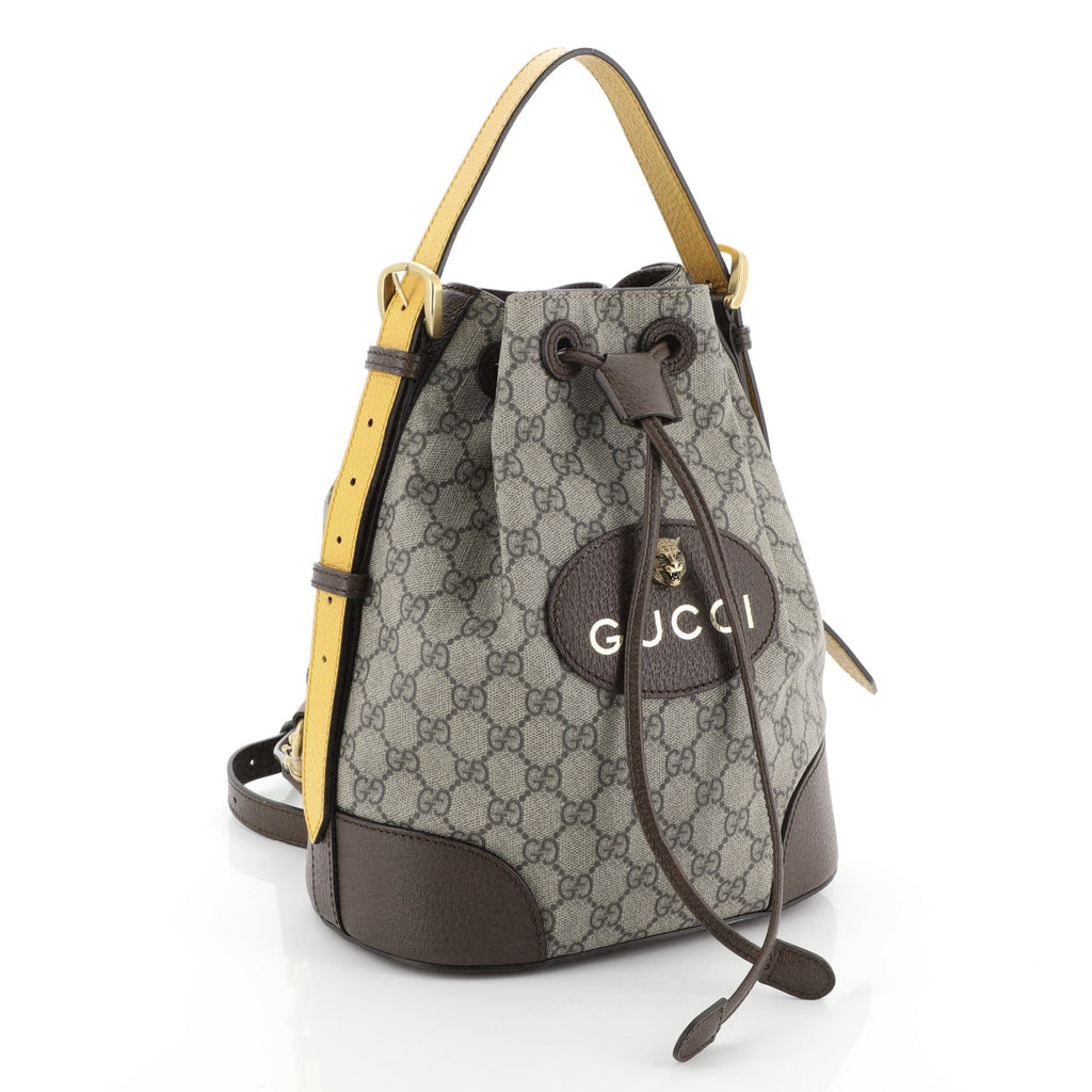 Neo Vintage Drawstring Bucket Backpack GG Coated Canvas Mini