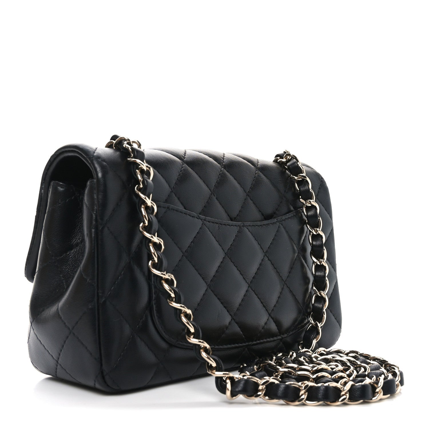 Lambskin Quilted Mini Rectangular Flap Black