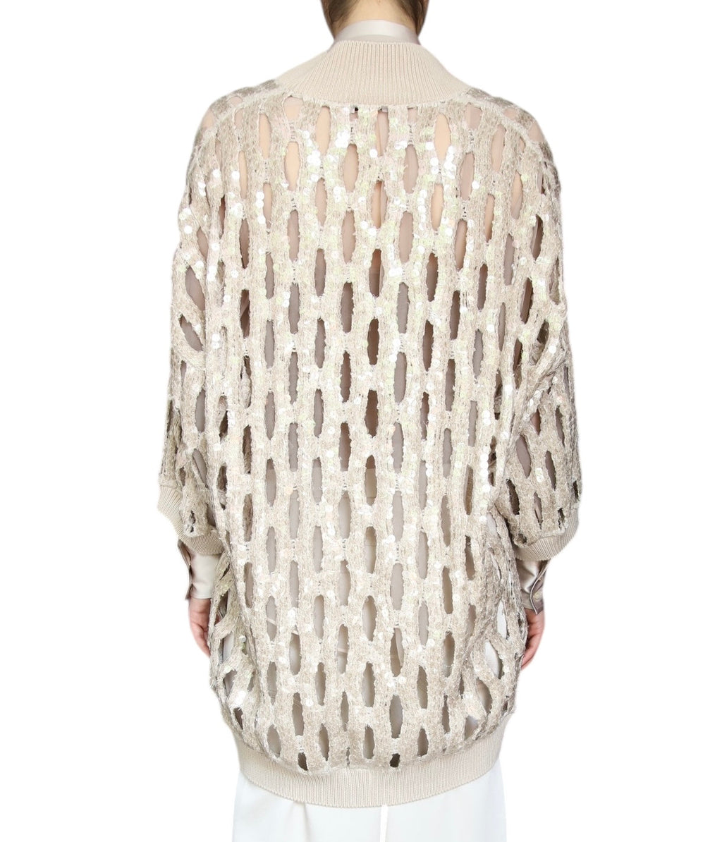 Brunello Cucinelli Knit Sequin Cutout igan - IT 44 / US 8