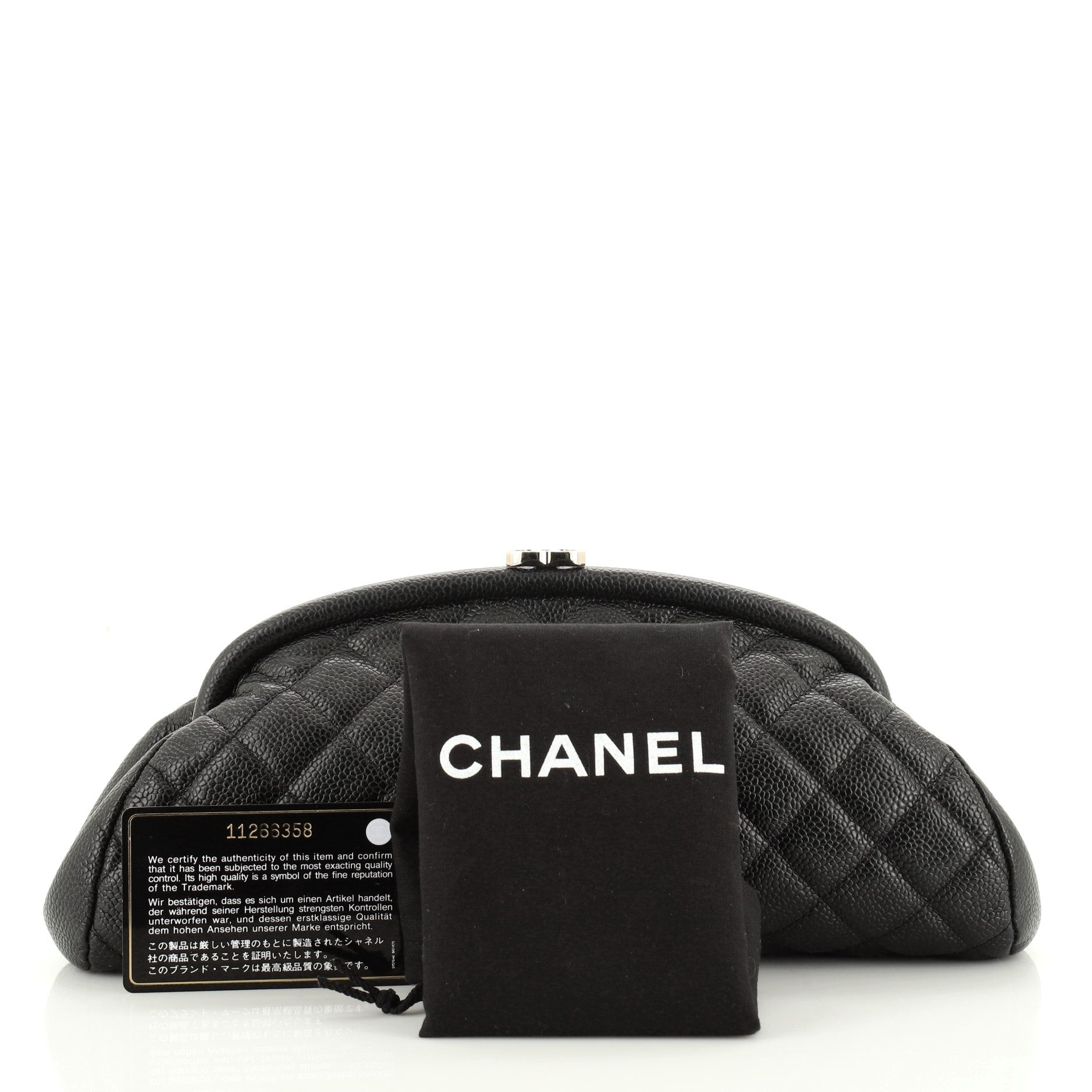 Timeless Clutch Quilted Caviar
