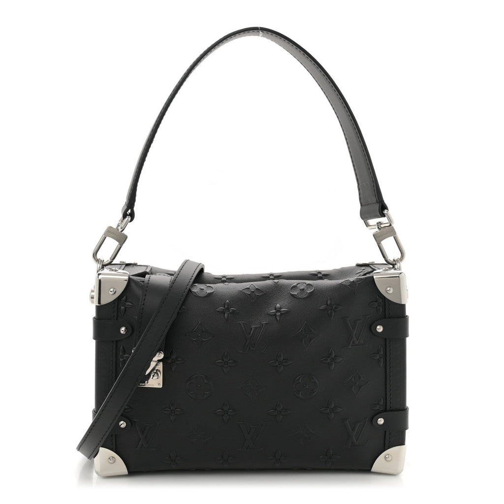 Calfskin Debossed Monogram Side Trunk Black