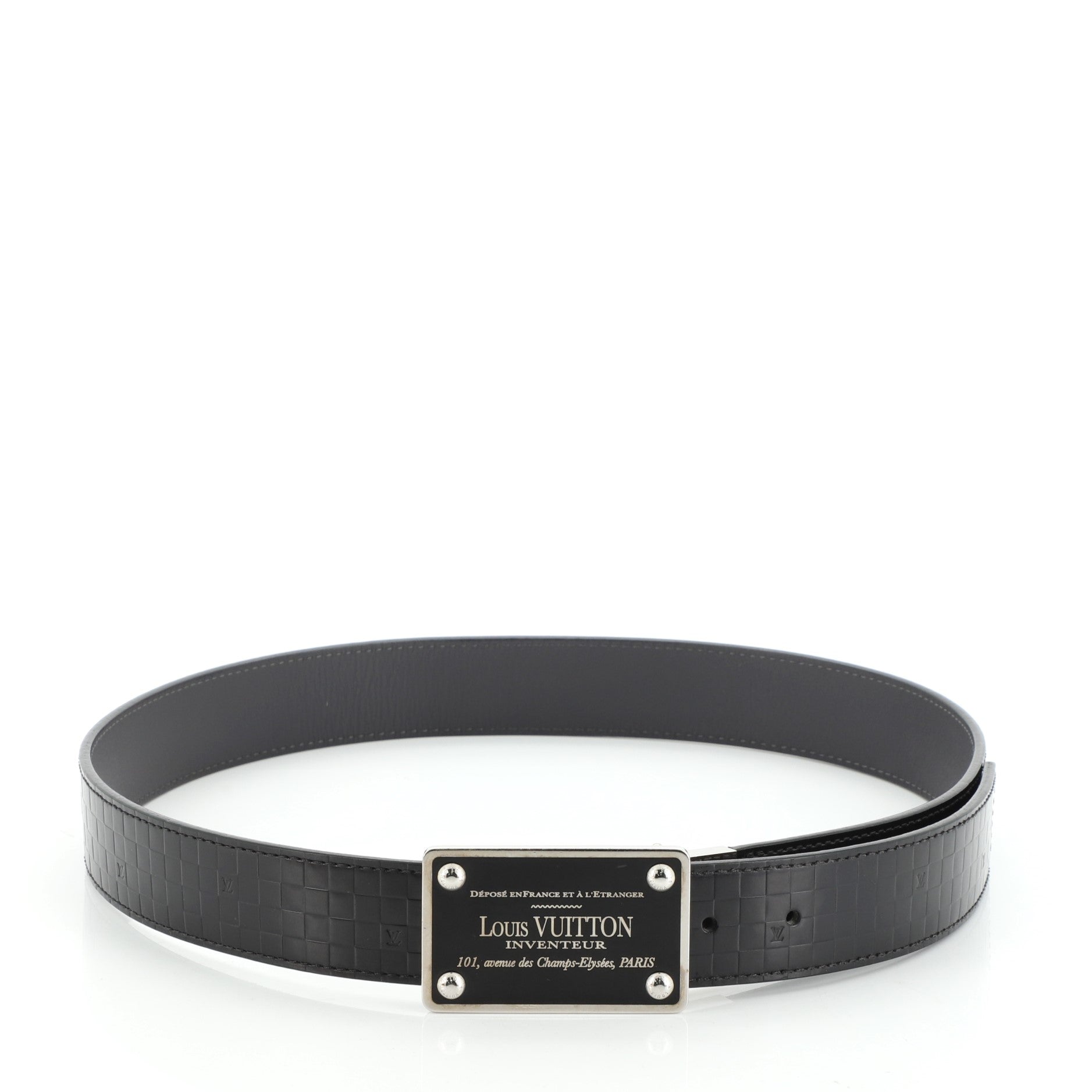 Inventeur Belt Damier Embossed Leather Medium 90