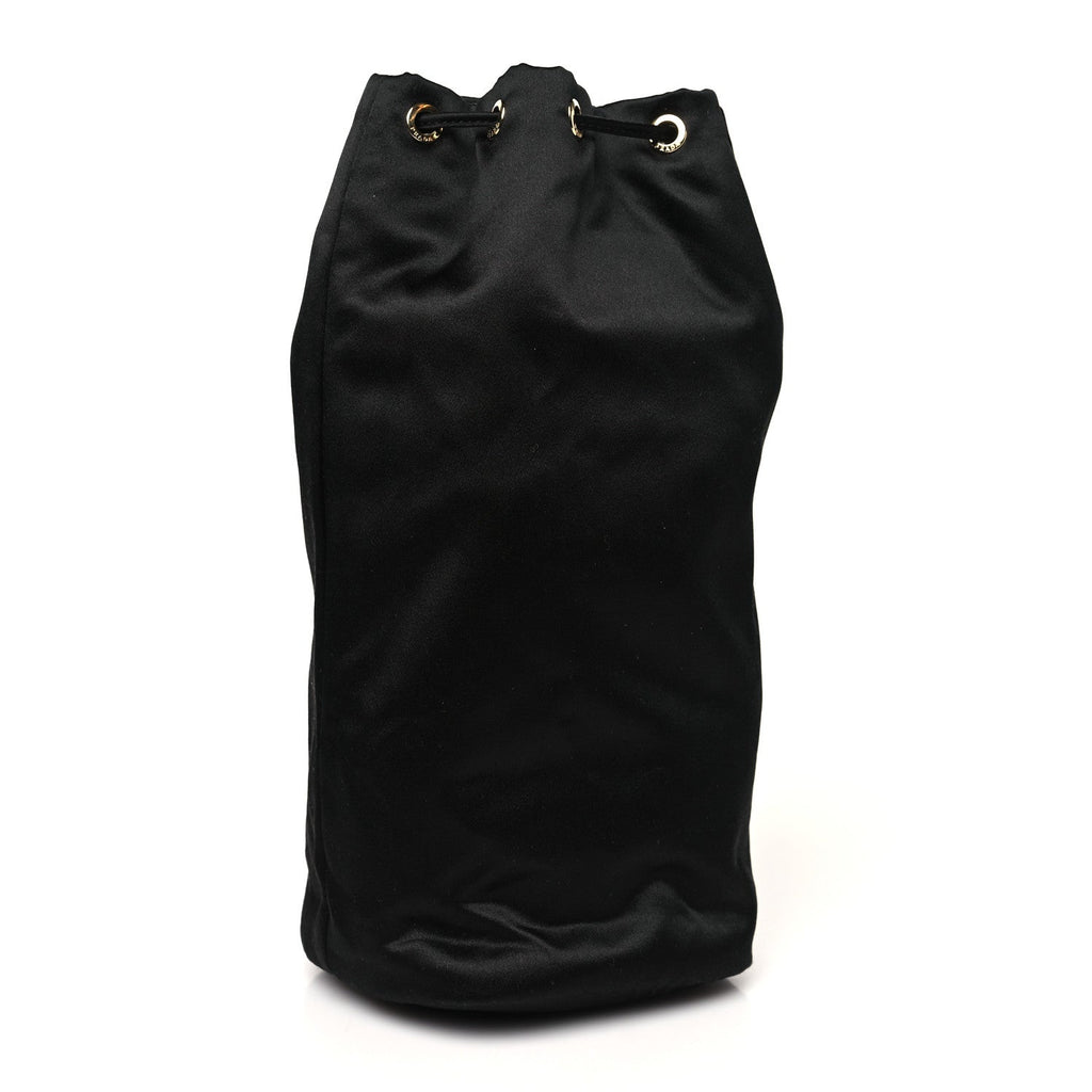 Satin Vela Drawstring Pouch Black