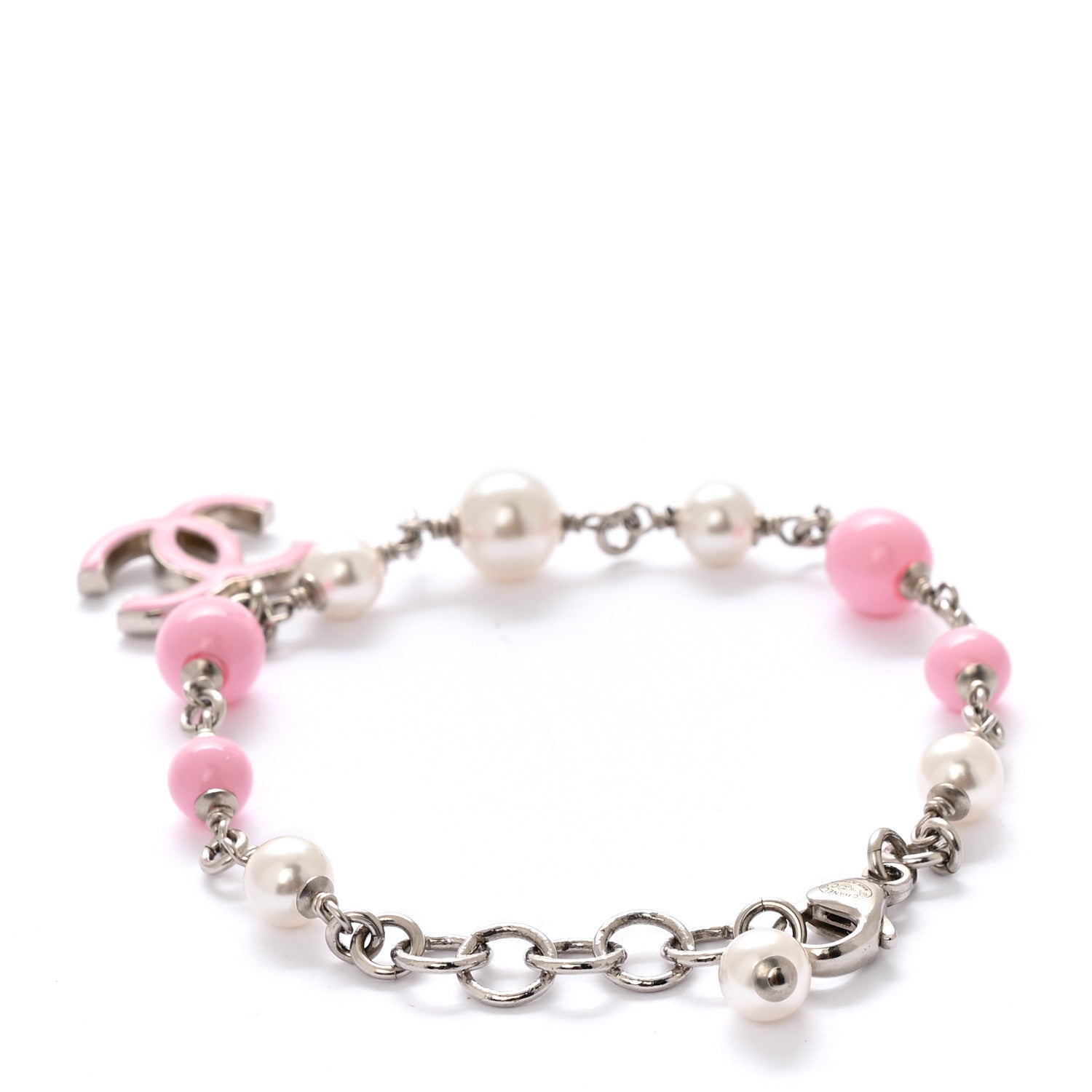 Pearl Enamel CC Bracelet Pink