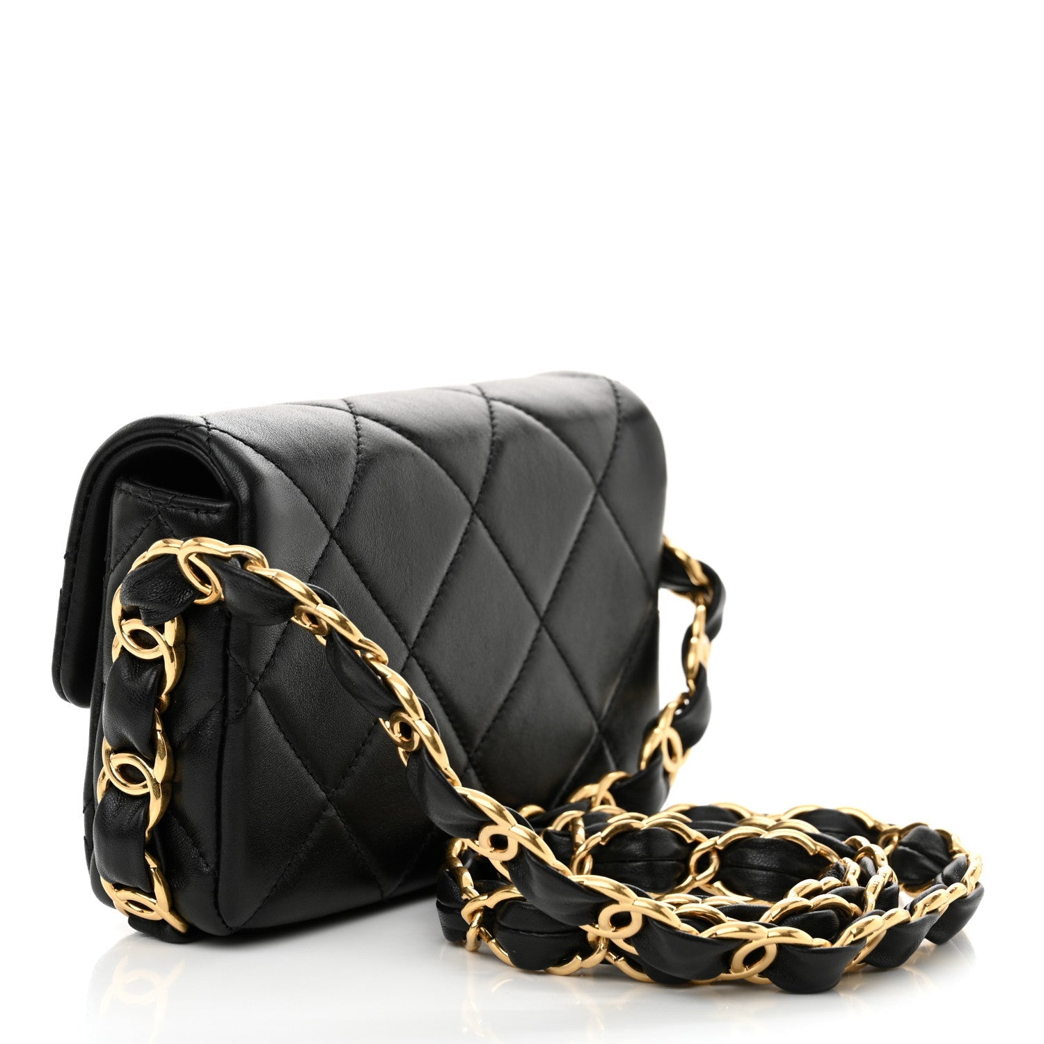 Lambskin Quilted Mini Flap CC Links Flap Black