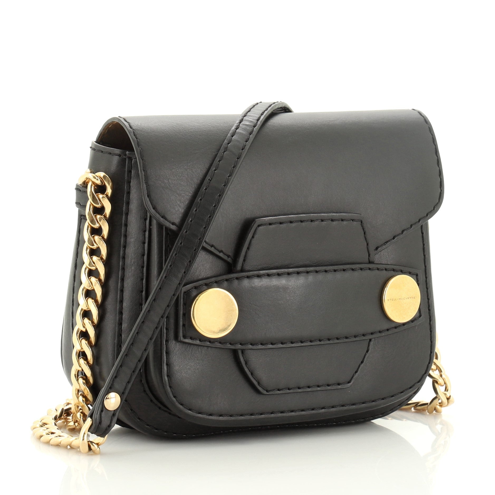 Popper Crossbody Bag Faux Leather Mini